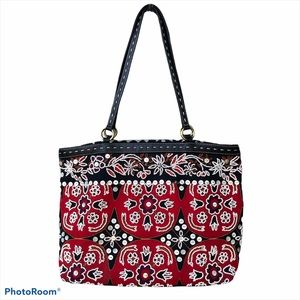 Isabella Fiore Red Black Beaded bag purse floral